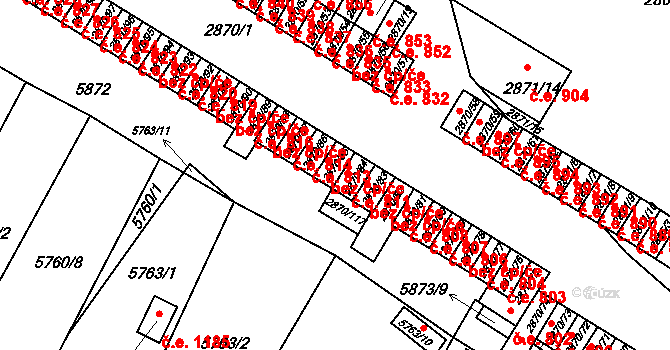Velké Meziříčí 812 na parcele st. 2870/85 v KÚ Velké Meziříčí, Katastrální mapa