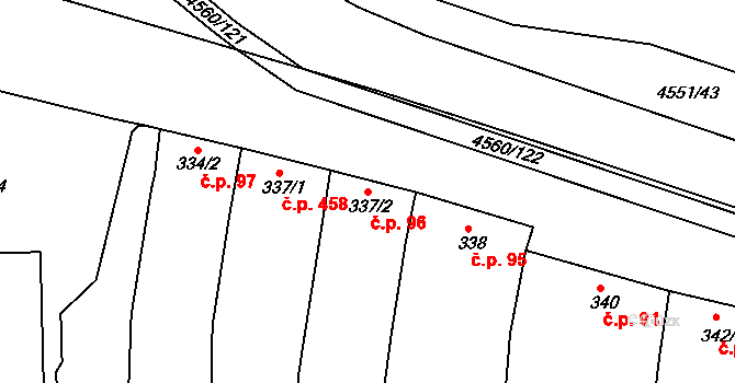 Staré Město 96 na parcele st. 337/2 v KÚ Staré Město u Uherského Hradiště, Katastrální mapa