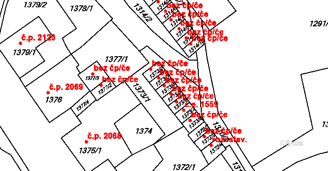 Chomutov 49522019 na parcele st. 1373/4 v KÚ Chomutov II, Katastrální mapa