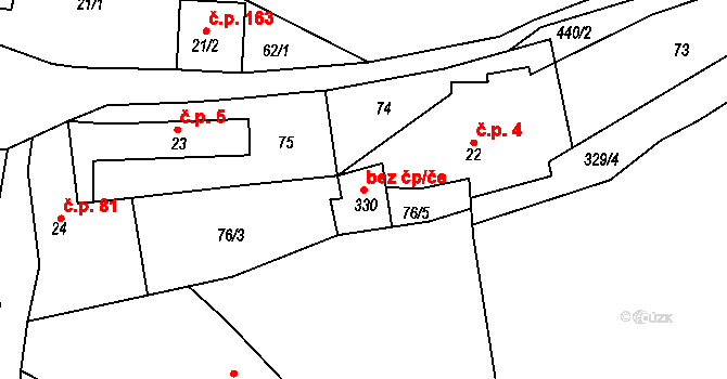 Karlštejn 50053019 na parcele st. 330 v KÚ Budňany, Katastrální mapa