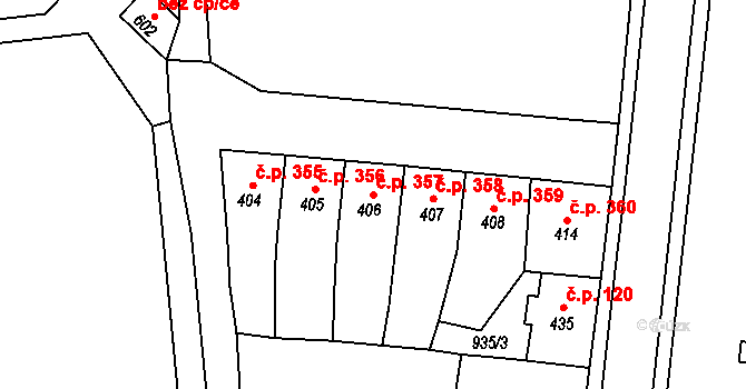 Police nad Metují 357 na parcele st. 406 v KÚ Police nad Metují, Katastrální mapa