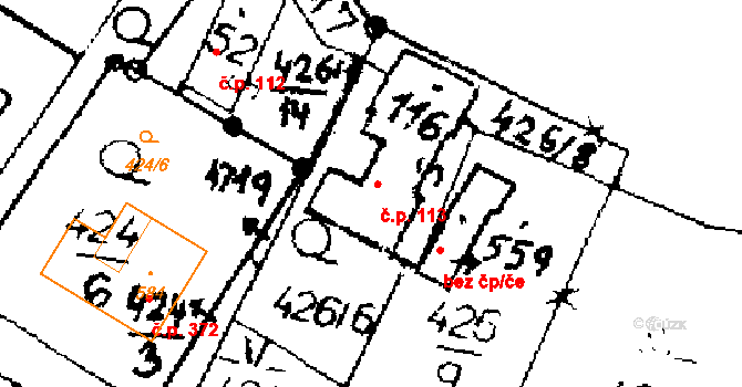 Horní Ředice 113 na parcele st. 116 v KÚ Horní Ředice, Katastrální mapa