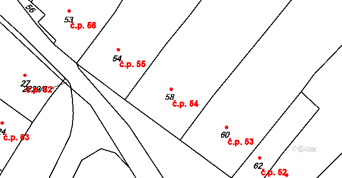 Loštice 54 na parcele st. 58 v KÚ Loštice, Katastrální mapa