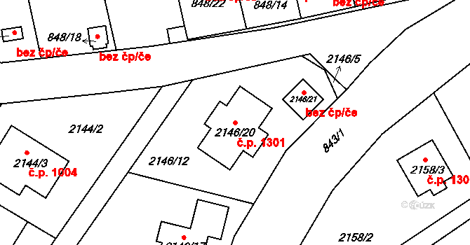 Liberec XIV-Ruprechtice 1301, Liberec na parcele st. 2146/20 v KÚ Ruprechtice, Katastrální mapa