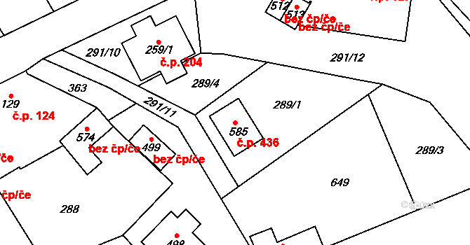Mratín 436 na parcele st. 585 v KÚ Mratín, Katastrální mapa