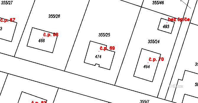 Zámostí 69, Rožďalovice na parcele st. 474 v KÚ Zámostí u Rožďalovic, Katastrální mapa