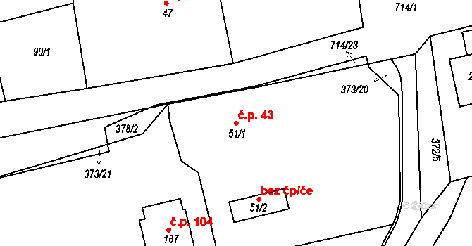 Lipovka 43, Rychnov nad Kněžnou na parcele st. 51/1 v KÚ Lipovka u Rychnova nad Kněžnou, Katastrální mapa