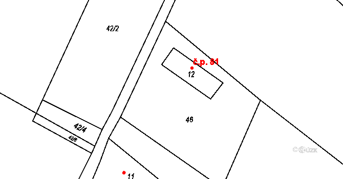 Souvrať 81, Mostek na parcele st. 12 v KÚ Souvrať, Katastrální mapa