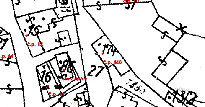 Horní Lukavice 140 na parcele st. 174 v KÚ Horní Lukavice, Katastrální mapa