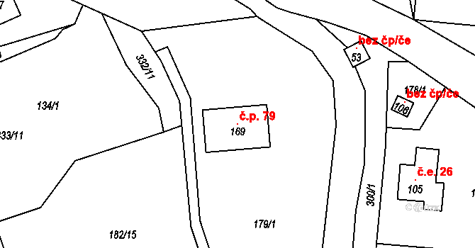 Prkenný Důl 79, Žacléř na parcele st. 169 v KÚ Prkenný Důl, Katastrální mapa