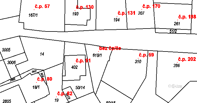 Kněžpole 105911020 na parcele st. 619/1 v KÚ Kněžpole u Uherského Hradiště, Katastrální mapa