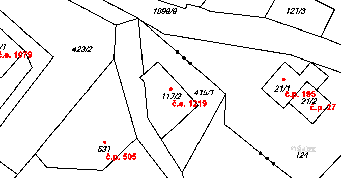 Janov nad Nisou 1219 na parcele st. 117/2 v KÚ Janov nad Nisou, Katastrální mapa