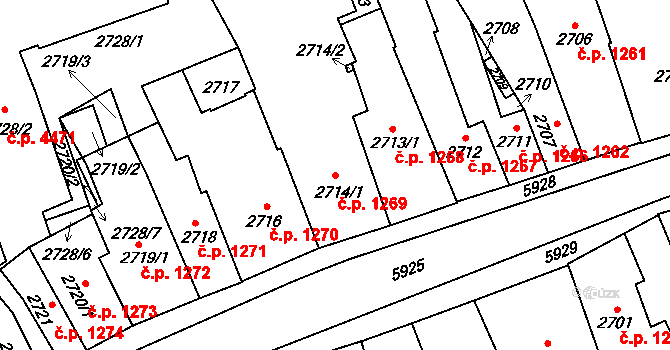Jihlava 1269 na parcele st. 2714/1 v KÚ Jihlava, Katastrální mapa
