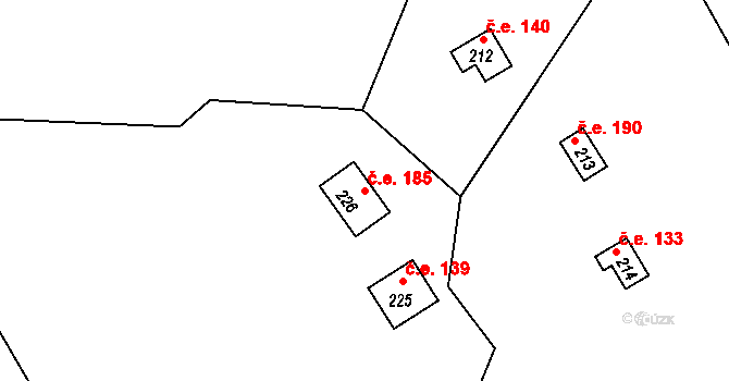 Třebsín 185, Krňany na parcele st. 226 v KÚ Třebsín, Katastrální mapa