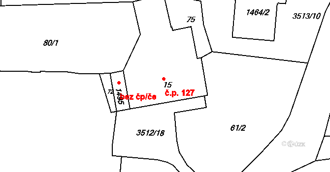 Cvikov I 127, Cvikov na parcele st. 15 v KÚ Cvikov, Katastrální mapa