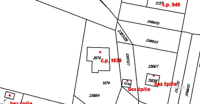 Rožnov pod Radhoštěm 1639 na parcele st. 2674 v KÚ Rožnov pod Radhoštěm, Katastrální mapa