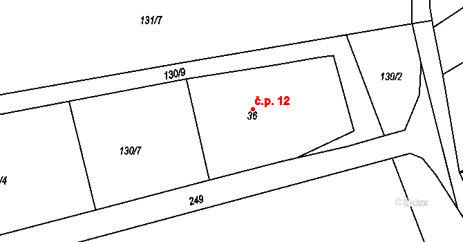 Vlhošť 12, Žeretice na parcele st. 36 v KÚ Vlhošť, Katastrální mapa