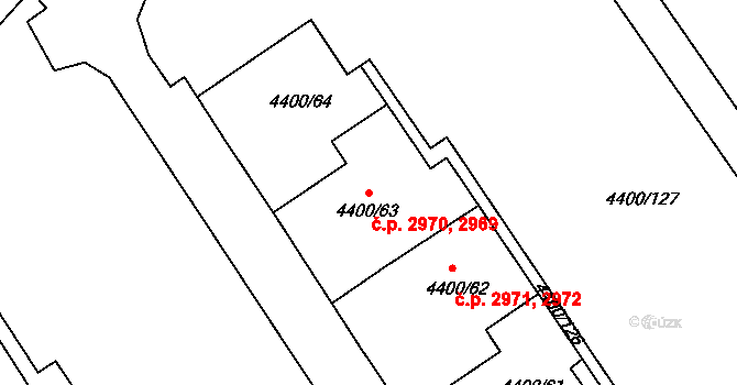 Severní Terasa 2969,2970, Ústí nad Labem na parcele st. 4400/63 v KÚ Ústí nad Labem, Katastrální mapa