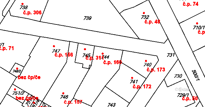 Děčín XXXII-Boletice nad Labem 160, Děčín na parcele st. 744 v KÚ Boletice nad Labem, Katastrální mapa