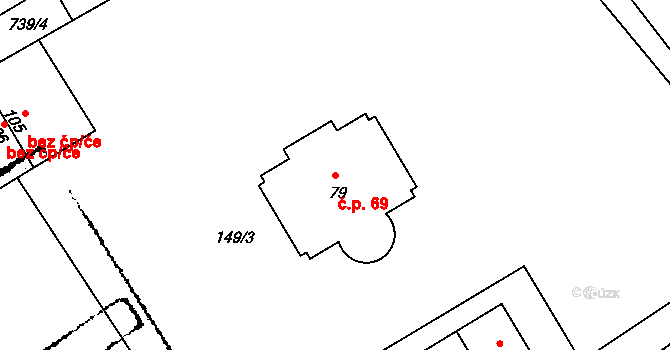 Železná 69, Libořice na parcele st. 79 v KÚ Železná u Libořic, Katastrální mapa
