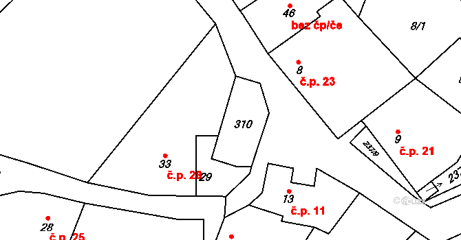 Mlékovice 10, Toušice na parcele st. 15 v KÚ Mlékovice, Katastrální mapa