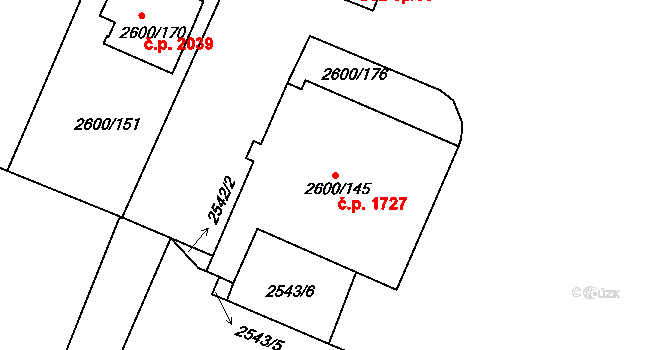 Turnov 1727 na parcele st. 2600/145 v KÚ Turnov, Katastrální mapa