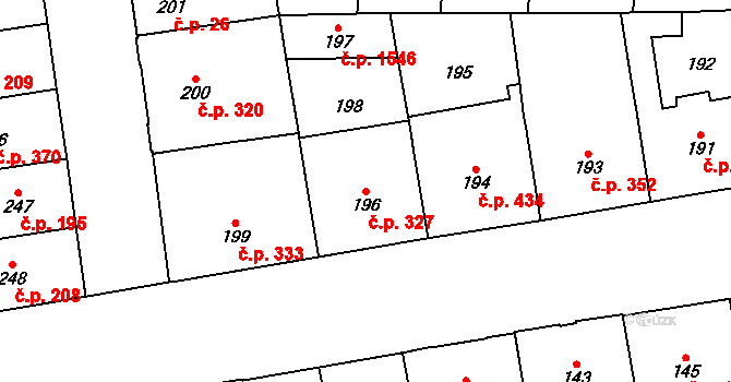 Vršovice 327, Praha na parcele st. 196 v KÚ Vršovice, Katastrální mapa