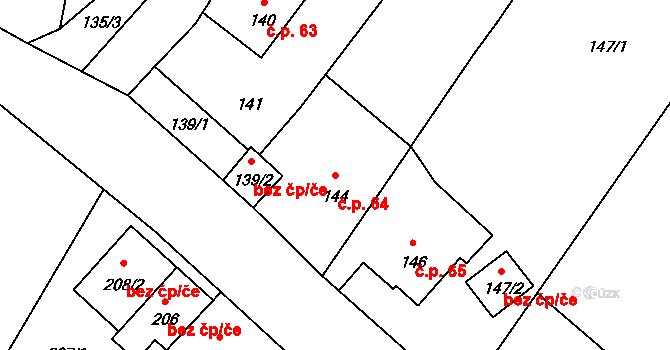 Stará Lípa 64, Česká Lípa na parcele st. 144 v KÚ Stará Lípa, Katastrální mapa