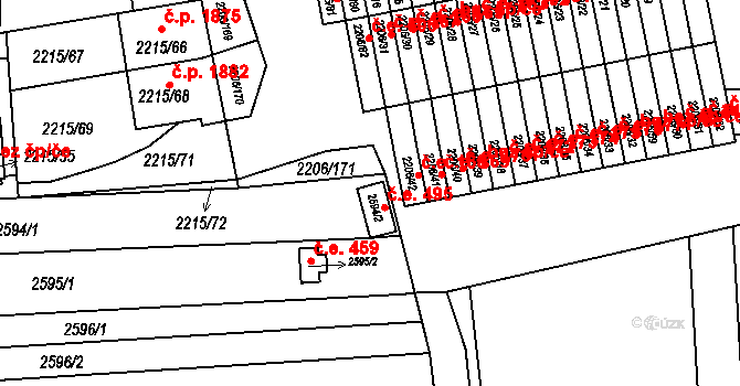 Šlapanice 495 na parcele st. 2594/2 v KÚ Šlapanice u Brna, Katastrální mapa
