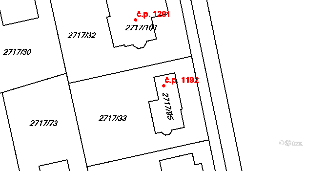 Kylešovice 1192, Opava na parcele st. 2717/95 v KÚ Kylešovice, Katastrální mapa