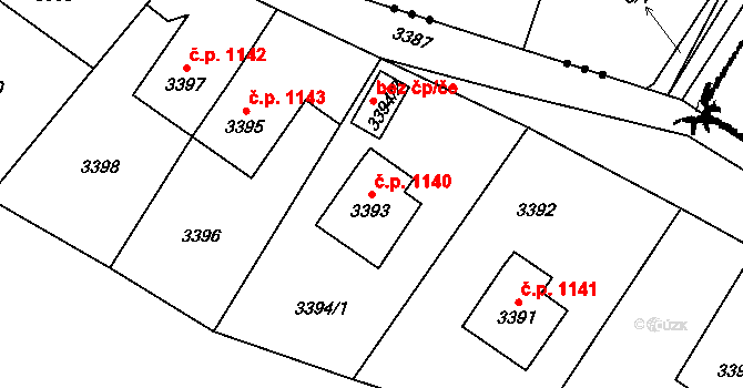 Jablunkov 1140 na parcele st. 3393 v KÚ Jablunkov, Katastrální mapa