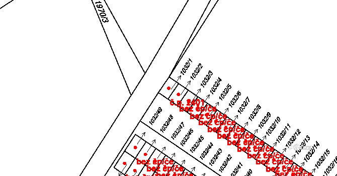 Uničov 2401 na parcele st. 1032/1 v KÚ Uničov, Katastrální mapa