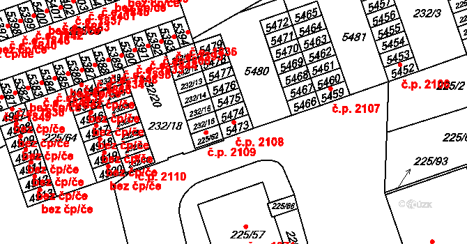 Řečkovice 2108, Brno na parcele st. 5473 v KÚ Řečkovice, Katastrální mapa