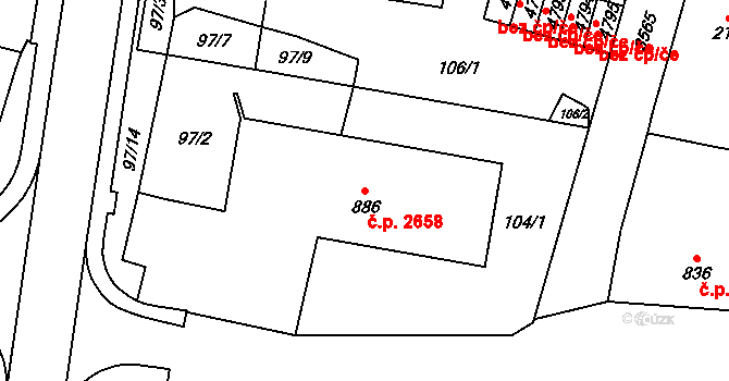 Dvůr Králové nad Labem 2658 na parcele st. 886 v KÚ Dvůr Králové nad Labem, Katastrální mapa