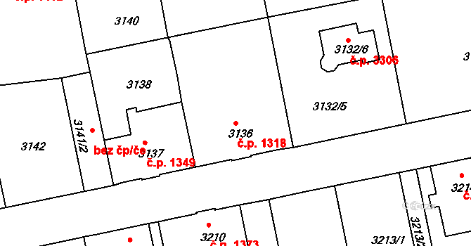 Varnsdorf 1318 na parcele st. 3136 v KÚ Varnsdorf, Katastrální mapa