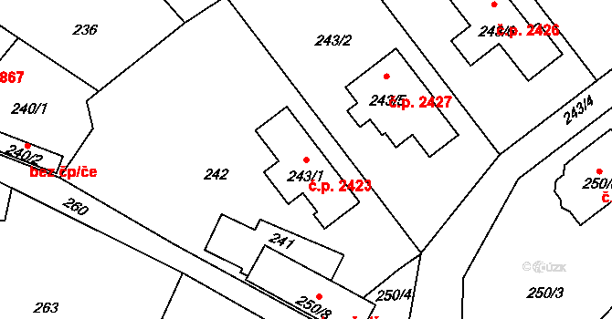 Rožnov pod Radhoštěm 2423 na parcele st. 243/1 v KÚ Tylovice, Katastrální mapa