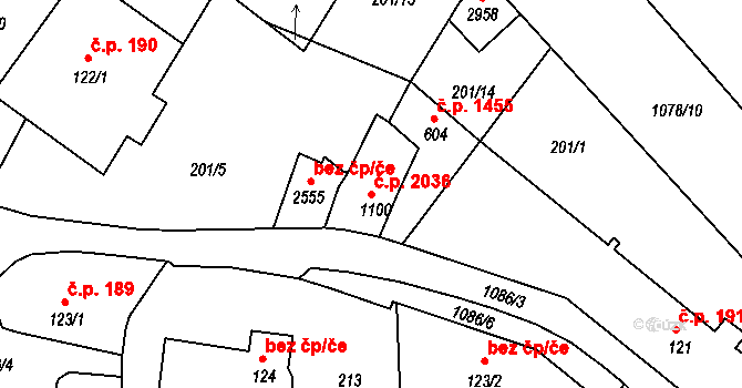 Brandýs nad Labem 2036, Brandýs nad Labem-Stará Boleslav na parcele st. 1100 v KÚ Brandýs nad Labem, Katastrální mapa
