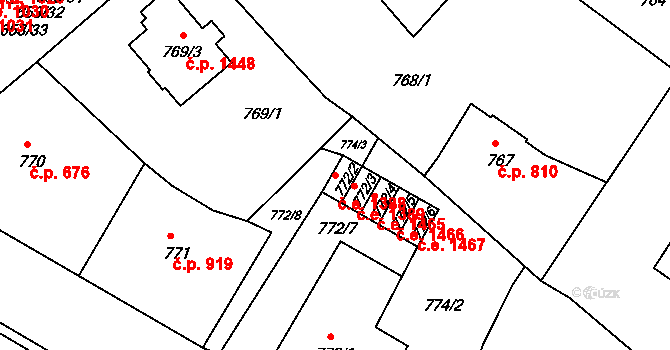 Děčín II-Nové Město 1388, Děčín na parcele st. 772/2 v KÚ Děčín, Katastrální mapa