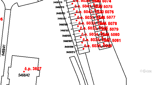 Jihlava 5035,5047 na parcele st. 5468/586 v KÚ Jihlava, Katastrální mapa