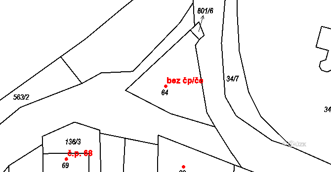 Bernartice 39989020 na parcele st. 64 v KÚ Srlín, Katastrální mapa