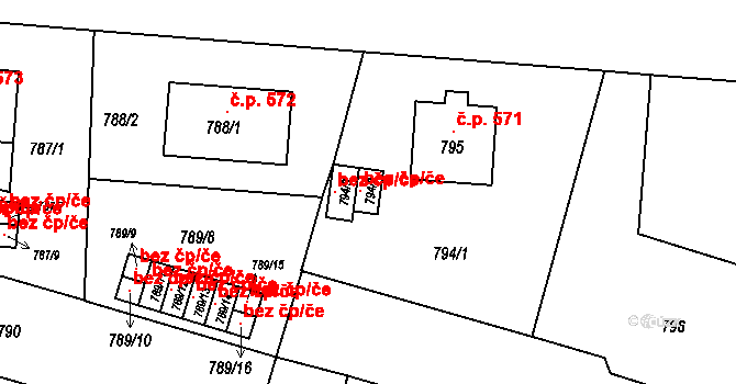 Třeboň 41029020 na parcele st. 794/2 v KÚ Třeboň, Katastrální mapa