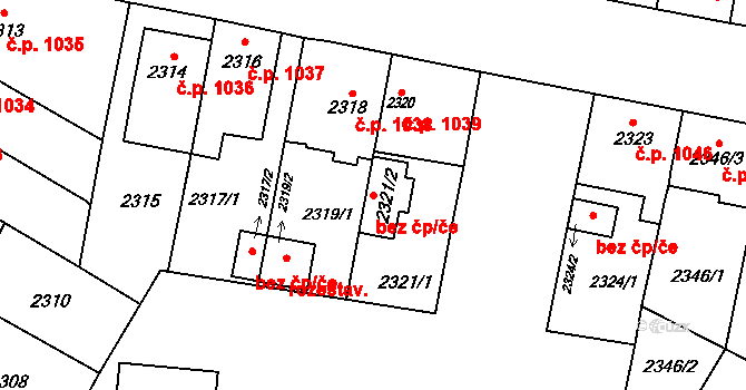 České Budějovice 48830020 na parcele st. 2321/2 v KÚ České Budějovice 7, Katastrální mapa