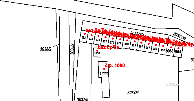 Kozlovice 51641020 na parcele st. 1334 v KÚ Kozlovice, Katastrální mapa