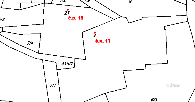 Klisín 11, Milevsko na parcele st. 4 v KÚ Klisín, Katastrální mapa