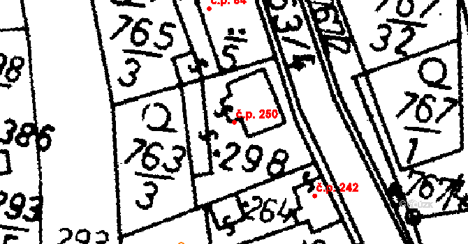 Bernartice 250 na parcele st. 298 v KÚ Bernartice u Milevska, Katastrální mapa