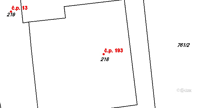 Velká Ves 193, Broumov na parcele st. 218 v KÚ Velká Ves u Broumova, Katastrální mapa