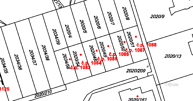 Holice 1085 na parcele st. 2020/48 v KÚ Holice v Čechách, Katastrální mapa