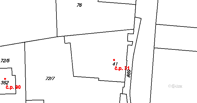 Kociánov 31, Loučná nad Desnou na parcele st. 41 v KÚ Kociánov, Katastrální mapa