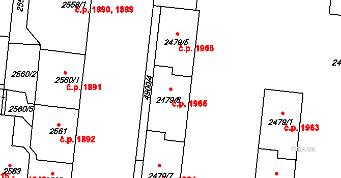 Louny 1965 na parcele st. 2479/6 v KÚ Louny, Katastrální mapa