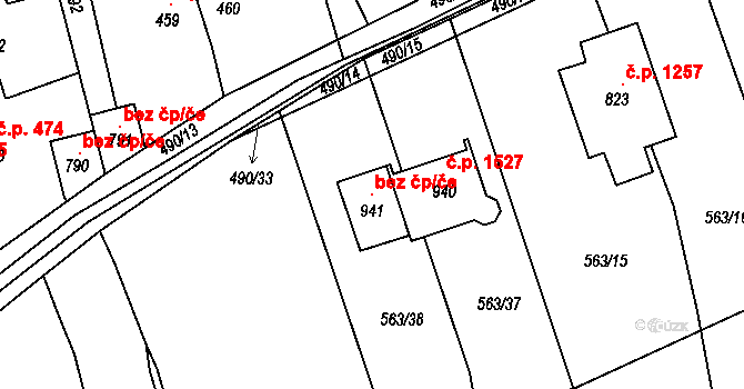 Rudná 100789021 na parcele st. 941 v KÚ Dušníky u Rudné, Katastrální mapa